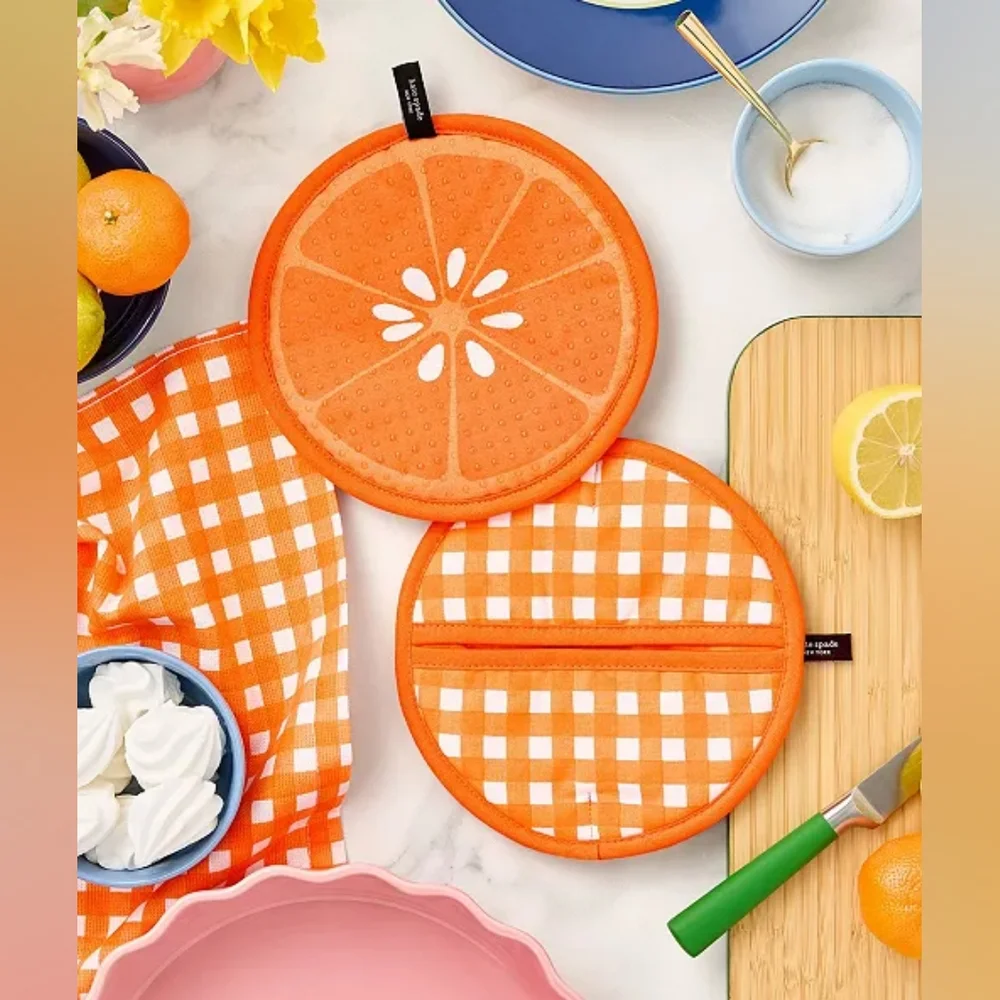 NWT Kate Spade Orange Squeeze The Day Potholder 2-pack